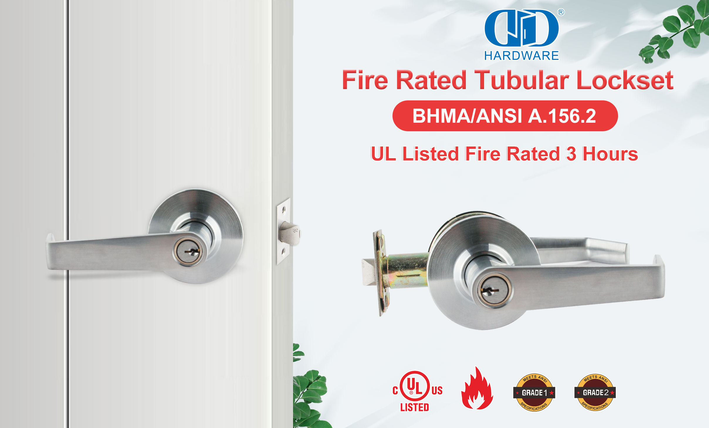 Bedroom Entrance Door Handle Tubular Lockset with Deadbolt